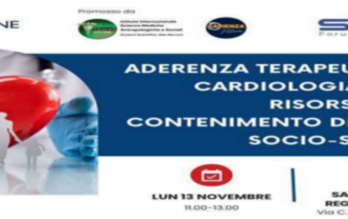 Evento “ADERENZA TERAPEUTICA IN CARDIOLOGIA QUALE RISORSA PER IL CONTENIMENTO DEI COSTI SOCIO-SANITARI”