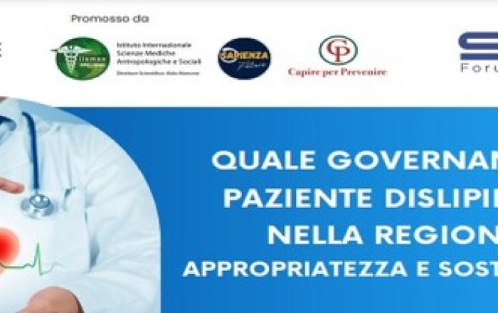 Evento "QUALE GOVERNANCE DEL PAZIENTE DISLIPIDEMICO NELLA REGIONE LAZIO: APPROPRIATEZZA E SOSTENIBILITÀ" - giovedì 7 marzo, dalle 10:00 alle 13:00, presso la Sala Tirreno sita nella sede della Regione Lazio