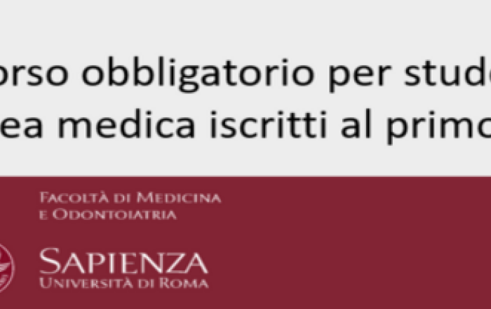 Corso di formazione obbligatorio sulla sicurezza per gli studenti di area medica di Sapienza iscritti al I anno nel corrente Anno Accademico
