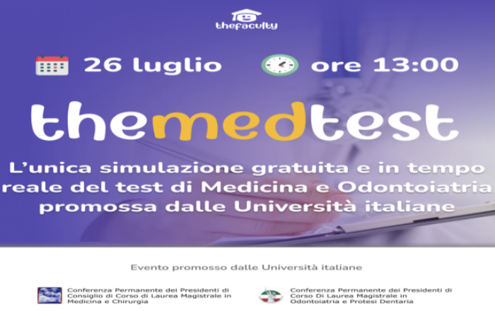 Evento theMEDtest - simulazione gratuita in tempo reale del test di ingresso a Medicina e Odontoiatria (app thefaculty) - 26 luglio ore 13