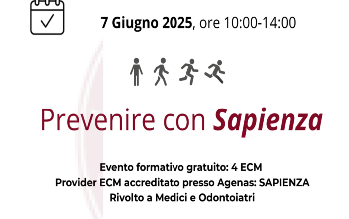 CONVEGNO GRATUITO "Prevenire con Sapienza" (4 ECM) - 7 GIUGNO 2025